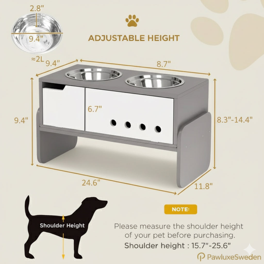 Justerbar Upphöjd Matskål – PawluxeSweden