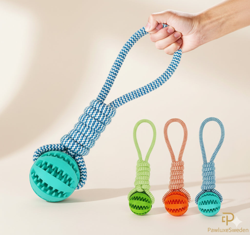 Interaktiv Hundleksak med Rep & Boll – PawluxeSweden