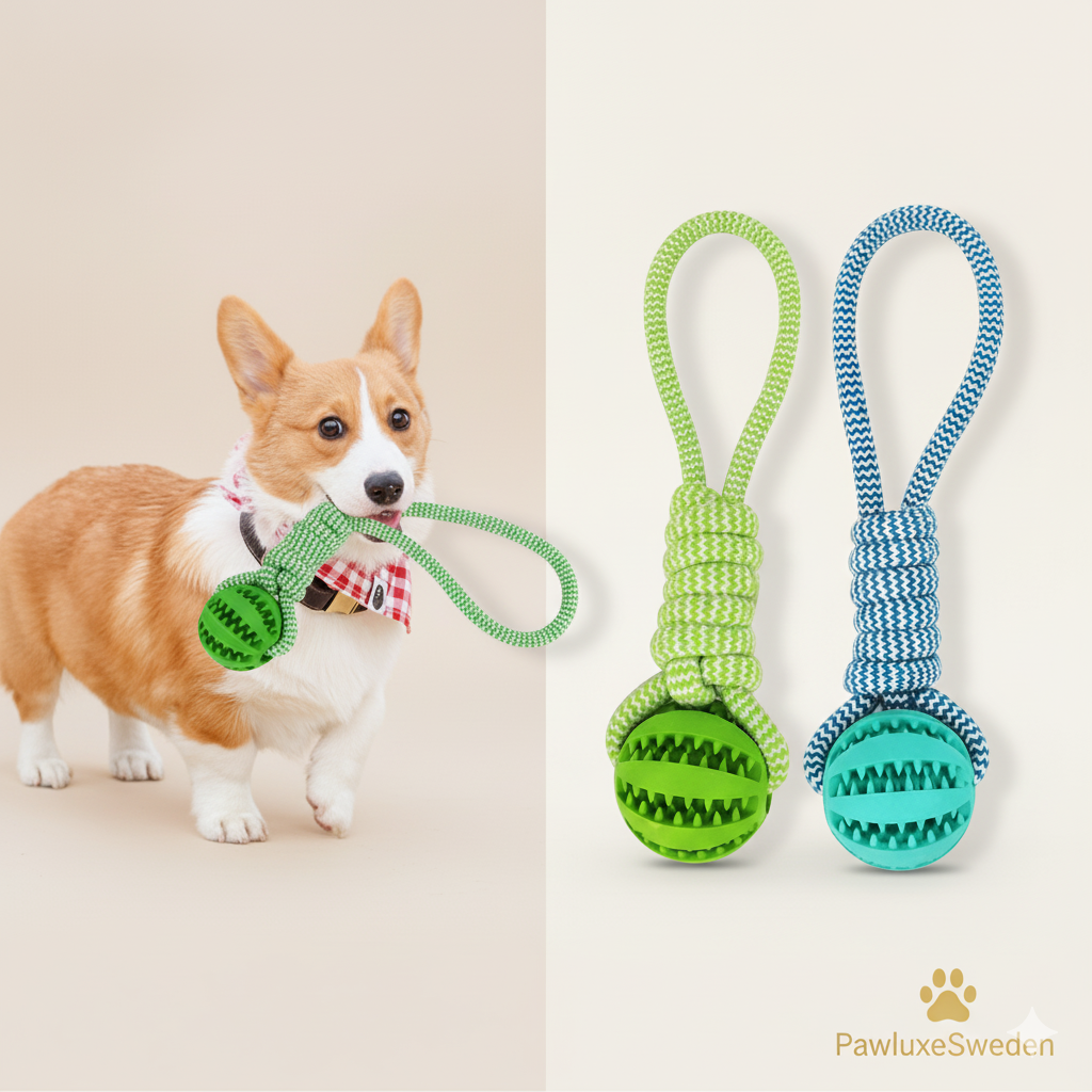 Interaktiv Hundleksak med Rep & Boll – PawluxeSweden