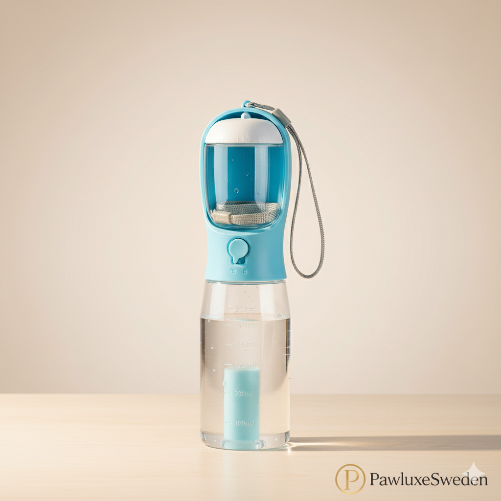 3-i-1 Reseflaska med Vattenskål & Avfallspåse – PawluxeSweden